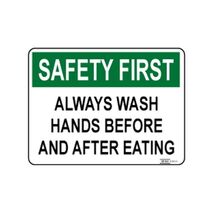 SIGN, NOTICE 450 x 600mm METAL WASH HANDS BEFORE AND AFTER