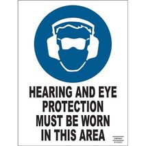 SIGN, 225 x 300mm METAL HEARING & EYE PROTECTION