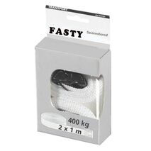 TIE STRAP,1m x 25mm TRANSPORT CAP.400kg WHITE [2] PACK
