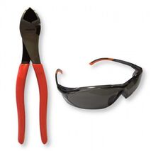 SIDE CUTTING DIAGONAL PLIERS 8in WITH BONUS SAFETY GLASSES