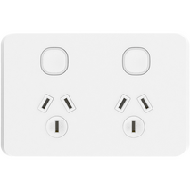 KASTA Smart Double Powerpoint, Edgy Series, Horizontal, White