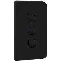 Unison Edgy Switch, 5 Gang, 10AX, 250V a.c., Horizontal, Matte Black