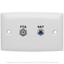 OUTLET DUAL WALLPLATE PAL FEMALE TO F FEMALE & F FEMALE TO F FEMALE 3 GHZ FOXTEL