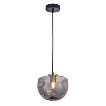 PENDANT ES Smoke Glass FlatTop Dome Ant.Brass Highlight OD220mm