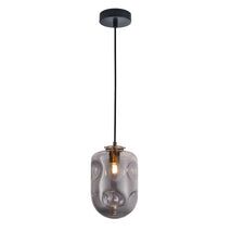 PENDANT ES Smoke Glass Oblong Ant.Brass Highlight OD175mm
