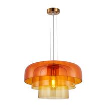 PENDANT ES 40W DOME Orange Glass x3 w/Brass Highlight OD420mm