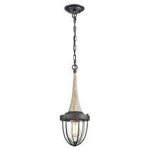 PENDANT ES Satin Brass & Dark Wood CAGE OD180mm