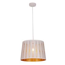 PENDANT ES 60W Wh w/Gold Interior Iron SLANTED w/Vector Pattern OD350 x H250 mm