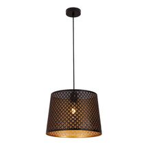 PENDANT ES 60W Wh w/Gold Interior Iron SLANTED w/Geometry Pattern OD350 x H250 mm