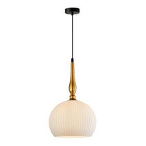 PENDANT ES 72W Small Frosted Wine Glass Ribbed w/Brass Highlight OD200 x H380mm
