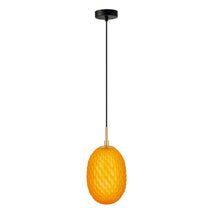 PENDANT SES 10W Blue Ellipse Glass Segmented w/Brass Highlight Enclosed OD150mm