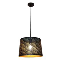 PENDANT ES 60W Blk w/Gold Interior Iron SLANTED w/Honeycomb Pattern OD350 x H250 mm