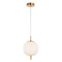 PENDANT SES 10W Round Opal (Matt Finish) Glass w/Brass Highlight OD185mm x H290mm