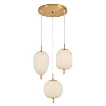 PENDANT SES x 3 10W Opal (Matt Finish) Glass w/Brass Highlight OD420mm RND Base