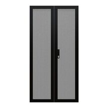 CERTECH Perforated Steel Barn Doors for 22RU 600mm Wide Premier Series Racks, w/ Push Button Lock