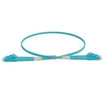 LC-LC OM4 Duplex Fibre Lead, Aqua LSZH Jacket - 25m