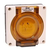 NHP ISO Socket Outlet, 3 Flat Pins 20A 250V AC, w/o Base, Resistant White