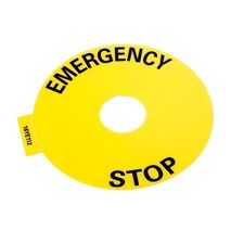Allen-Bradley 800F Legend Plate 90mm Round Emergency Stop Yellow with Black Text