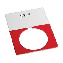 Allen-Bradley 800T Legend Plate 46 x 62mm Jumbo Red STOP for 30.5mm Pushbutton