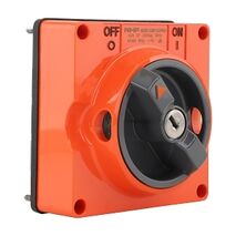 NHP ISO Surface Switch - Key, Lock in OFF, 2 Pole 32A 250V AC, w/o Base, Resistant Orange