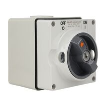 NHP ISO Surface Switch - Key, Lock in ON/OFF, 2 Pole 32A 250V AC, w/ Base, Grey