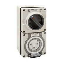 NHP ISO Switched Socket Outlet, 3 Round Pins 20A 250V AC, with Base, GY