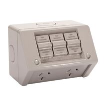 NHP NLINE General Purpose Switch Socket Outlet, IP53, Twin with Extra Switch, 15A 250V AC