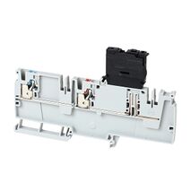 Allen-Bradley 1492-P Push-in Power Distribution Terminal 4mm 1 RD 1 BLU CON Entries Fuse End Grey