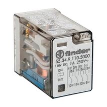 Finder 55 Series Miniature General Purpose Relay 7A 4CO 110V DC Coil Gold Contacts