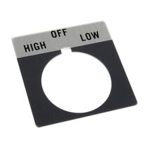 Allen-Bradley 800T Legend Plate 46 x 47mm Gray HIGH OFF LOW for 30.5mm Pushbutton