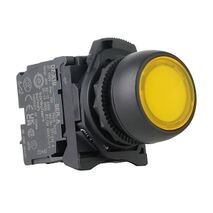Sprecher and Schuh D7 Pushbutton 22.5 mm Complete PLT MOM Flush Yellow Lens Cap Illuminated 24V 1NO