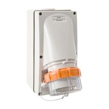 NHP ISO Appliance Inlet, 5 Round Pins 50A 500V AC, w/ Base 63mm, Grey