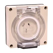 NHP ISO Socket Outlet, 3 Flat Pins 15A 250V AC, w/o Base, Grey