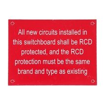 NHP Concept Panelboard Accessory Label Rcd Warning Type D 100 x 75mm White On Red
