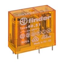 Finder 40 Series Miniature Printed Circuit Board Relay 10A 1 Changeover 240V AC Coil Gold Contacts