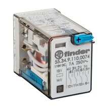 Finder 55 Series Miniature General Purpose Relay 7A 4CO 110V DC Coil with PB plus LED plus Mech Ind