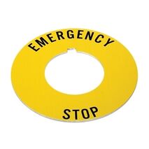 Allen-Bradley 800T Legend Plate IEC RING Yellow EMERGENCY STOP for 30.5mm Pushbutton