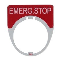 Austrol N100 Legend Plate Emerg Stop Red 41 x 45mm Medium to suit N100 operators and indicators