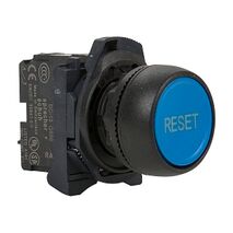 Sprecher and Schuh D7 Pushbutton 22.5 mm Complete Plastic MOM Flush Blue Cap RESET Non Ill 1NO