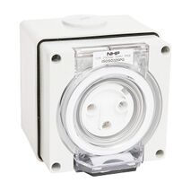 NHP ISO Socket Outlet, 3 Round Pins 20A 250V AC, w/ Base, Grey