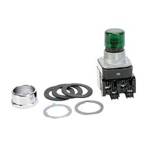 Allen-Bradley 800T PB 30.5mm FS Tmal Grd Ext Hd Mom. Illum LED 12 to 130V AC DC 1N.O. 1 N.C. Green