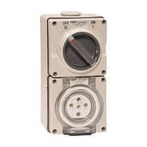 NHP ISO Switched Socket Outlet, 5 Round Pins 20A 500V AC, with Base, GY