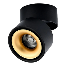 Round Surface Mount Black+Gold Tri Color 12w