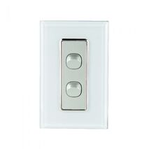 SW2/DS - 2 Gang 16 Amp Switch White on Silver