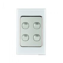 SW4/DS - 4 Gang 16 Amp Switch White on Silver