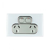 GPO2/DS - Double GPO 10 Amp White on Silver