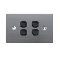 SW4/SS/BLK - 316 Stainless Steel 4 Gang 16 Amp Switch
