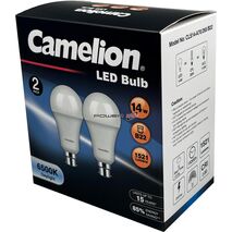 CAMELION LED LIGHT GLOBE 14W 240V BAYONET 2PK - DAYLIGHT 6500K