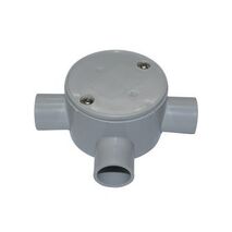 Shallow Junction Box 3-Way Entry 20mm Grey