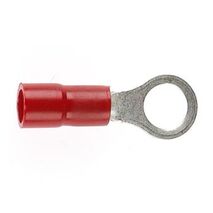 PRE-INSULATED RING TERMINAL (0.5-1.6MM CABLE) RED 5MM STUD DOUBLE GRIP